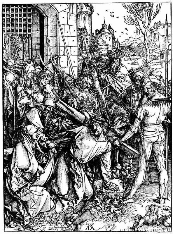 Серия "Большие Страсти". Несение креста. 1497-1498 - 39 х 28 Ксилография