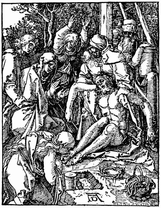 Серия "Малые Страсти". Оплакивание Христа. 1509 - 12,7 х 9,7 Ксилография