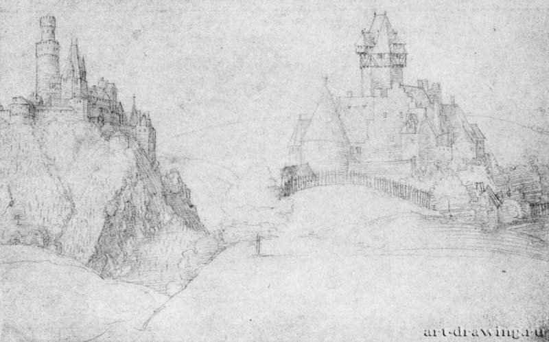 Два замка. 1521 - 11 x 17,8 Серебряный штифт на бумаге Музей герцога Антона-Ульриха, Гравюрный кабинет Брауншвейг