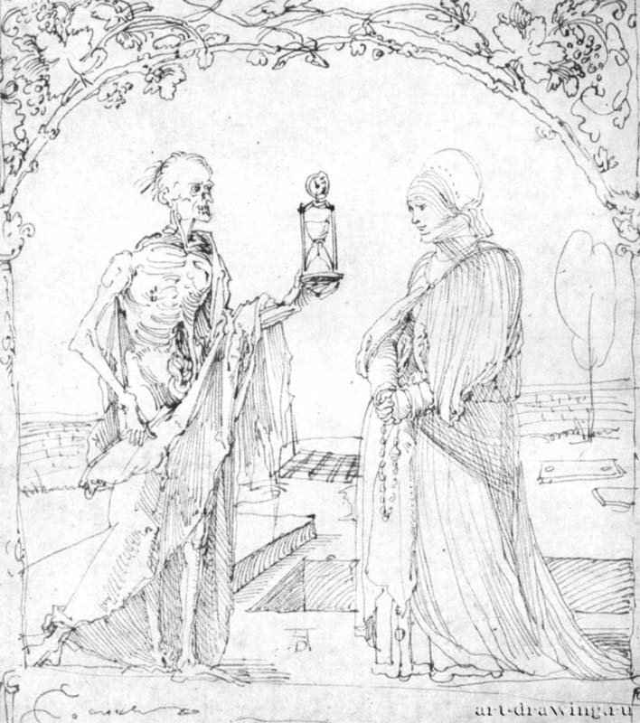 Женщина и Смерть. 1510 - 16,4 x 14,7 Перо на бумаге Музей Бойманса - ван Бёйнингена Роттердам