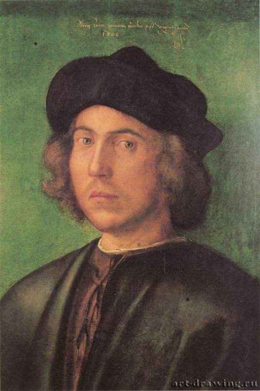 Портрет молодого человека на зелёном фоне - 150650 x 40 смДеревоВозрождениеГерманияГенуя. Палаццо Россо