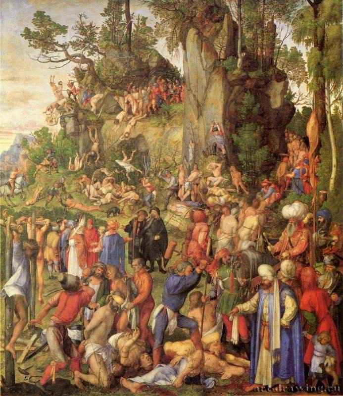 Мученичество десяти тысяч христиан - 150899 x 87 смХолст (перенесена на дерево)ВозрождениеГерманияВена. Художественно-исторический музей