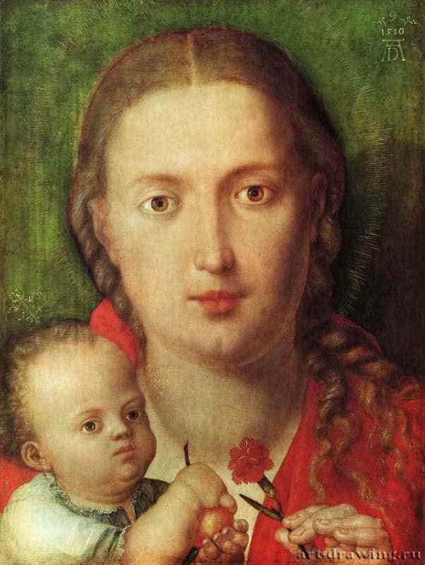 Мария с гвоздикой - 151636 x 25 смДерево, пергаментВозрождениеГерманияМюнхен. Старая Пинакотека