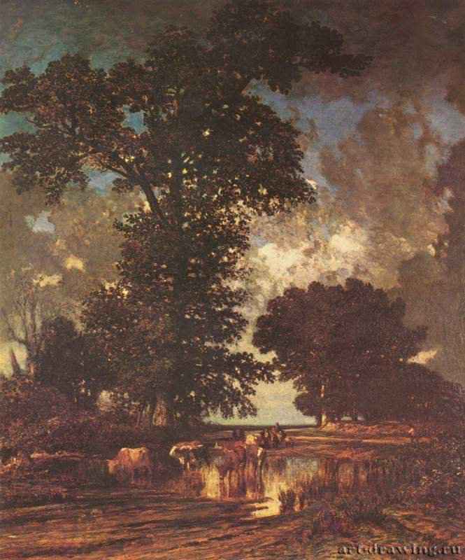 Дюпре Жюль: Дуб на болоте - 1850 65 x 55 см Холст, масло Реализм Франция Париж. Лувр Барбизонская школа