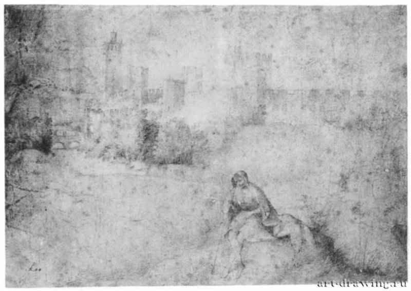 Вид Кастельфранко. 1500-1510 - Сангина. Роттердам. Музей Бойманса-ван Бёйнингена.