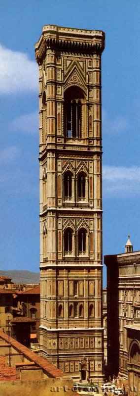 Колокольня Джотто. 1334-1359 - Джотто ди Бондоне; Пизано, Андреа; Таленти, Франческо; Роббиа, Лука делла; Арнольди, Альберто. Флоренция.