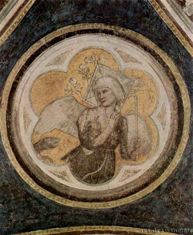 Цикл фресок из жизни св. Франциска, капелла Барди. Санта Кроче во Флоренции. Аллегория Целомудрия - 1325ФрескаГотика, раннее ВозрождениеИталияФлоренция. Санта Кроче, капелла Барди