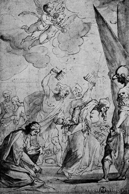 Мученичество Святого Блазия. 1619 - 396 х 262 мм Перо коричневым тоном, отмывка голубым тоном, на белой бумаге Флоренция Уффици, Кабинет рисунков и гравюр Италия
