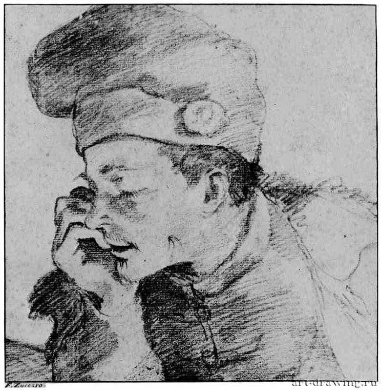 Портрет мужчины. 1616 - 177 х 172 мм Красный и черный мел, на белой бумаге Франкфурт Художественный институт Штеделя, Гравюрный кабинет Италия