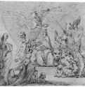 Аллегория города Флоренция. 1616 - 172 х 172 мм Перо коричневым тоном, отмывка, на белой бумаге Лондон Британский музей, Отдел гравюры и рисунка Италия