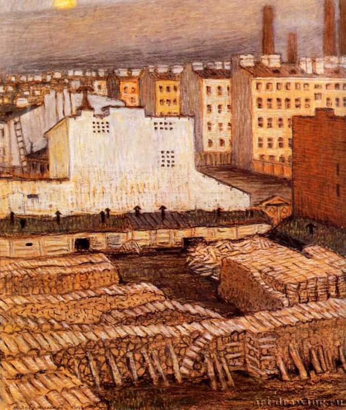 Город, 1904 г. - Бумага, пастель; 40 x 33,5 см. Кировский областной музей имени В. М. и А.М. Васнецовых. Вятка. Россия.