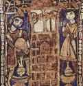 Капелла Палатина в Палермо, плафонная роспись в центральном нефе, две фигуры у фонтана. 1150 - ДеревоСеверная АфрикаПалермо. Капелла Палатина