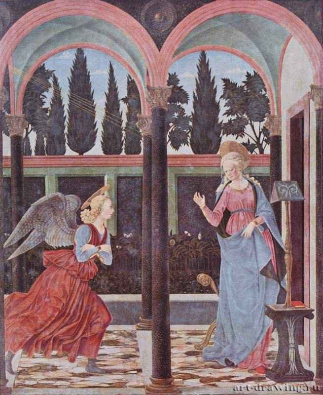 Благовещение Марии. 1470 - 167 x 137 смДеревоВозрождениеИталияФлоренция. Галерея Уффици