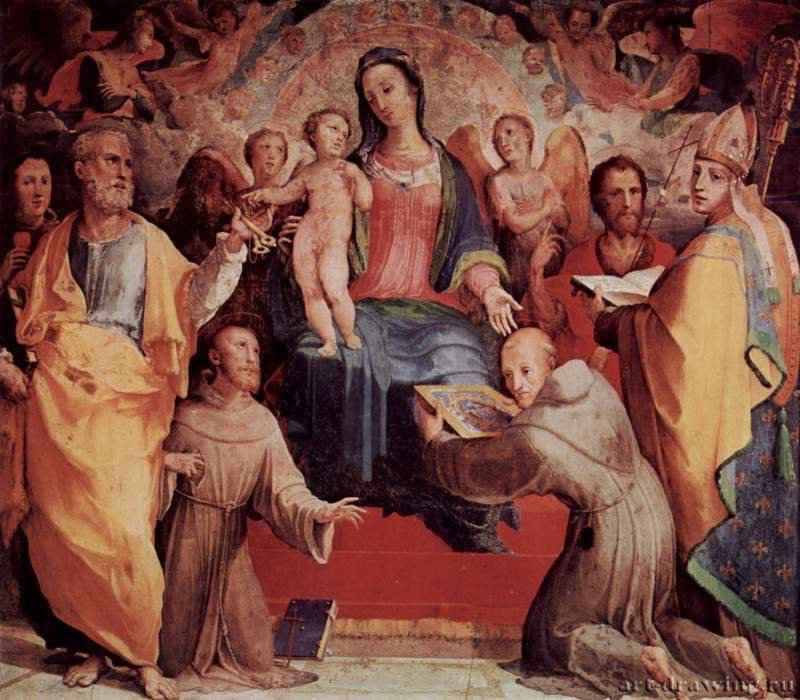 Алтарь в капелле св. Бернардина в Сиене, центральная часть: Мадонна на троне. 1537 - 250 x 290 смДерево, темпераМаньеризмИталияСиена. Сан Бернардино, капелла