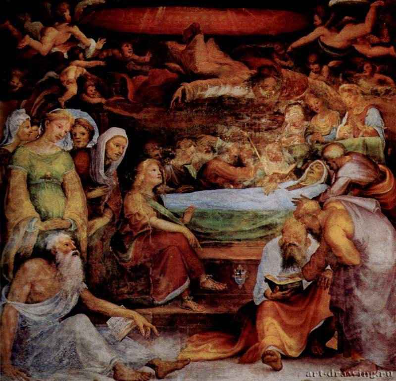 Фрески в капелле св. Бенедикта в Сиене, Смерть Марии. 1518-1520 * - 280 x 300 смФрескаМаньеризмИталияСиена. Сан Бернардино, капелла