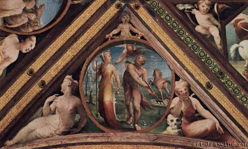 Фрески палаццо Бинди Сегарди, Морская битва между Минервой и Нептуном. 1524-1525 * - ФрескаМаньеризмИталияСиена. Палаццо Казини КазуччиниТондо