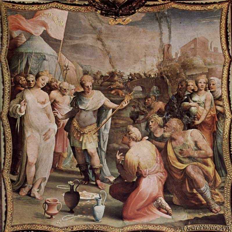 Фрески палаццо Бинди Сегарди, Умеренность Сципиона. 1524-1525 * - 260 x 280 смФрескаМаньеризмИталияСиена. Палаццо Казини Казуччини