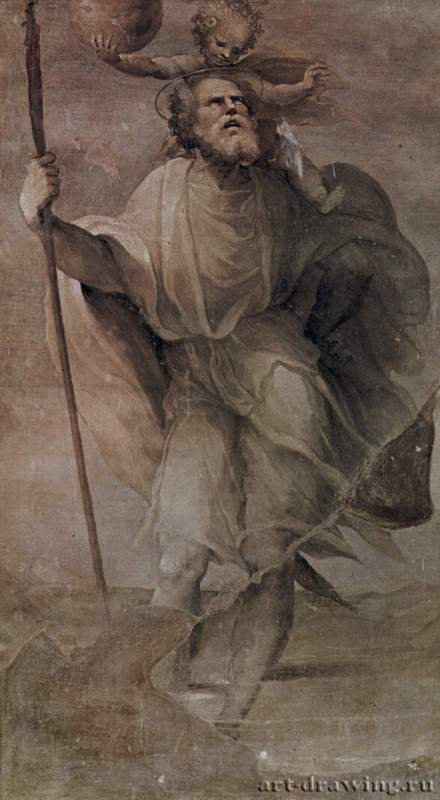 Св. Христофор, 1540-1545 г. - Холст, масло; 250 x 130 см. Фреска. Маньеризм. Италия. Сиена. Институт Моны Агнессы.