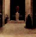 Св. Екатерина со стигматами, со св. Бенедиктом и св. Иеронимом, створки алтаря, пределла: Ангел вручает св. Екатерине причастие (гостию). 1515 * - 26 x 48 смДеревоМаньеризмИталияСиена. Национальная пинакотека
