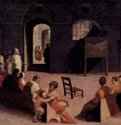 Проповедь св. Бернардена на площади в Сиене. 1537 - 30 x 50,5 смДерево, темпераМаньеризмИталияПариж. ЛуврДоски пределлы к алтарным доскам Ораториума св. Бернардена в Сиене