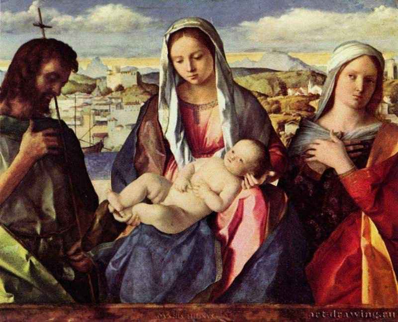 Мадонна с Иоанном Крестителем и неизвестной святой. 1500 * - ДеревоВозрождениеИталияВенеция. Галерея Академии