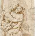 Пьета. Вторая половина 15 века - 130 х 94 мм. Перо и отмывка коричневым тоном, на бумаге. Лондон. Британский музей, Отдел гравюры и рисунка.