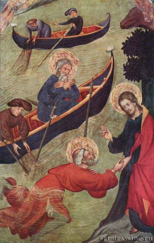 Алтарь св. Петра: Иисус поддерживает Петра на воде. 1411 - ДеревоГотикаИспанияТаппака (под Барселоной). Санта Мария
