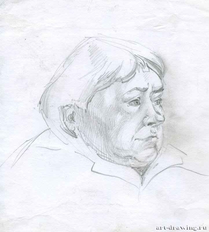 Портрет женщины, 2008 г. - Карандаш, бумага; 16,29 x 18,06 см. Частная коллекция. Москва. Россия.