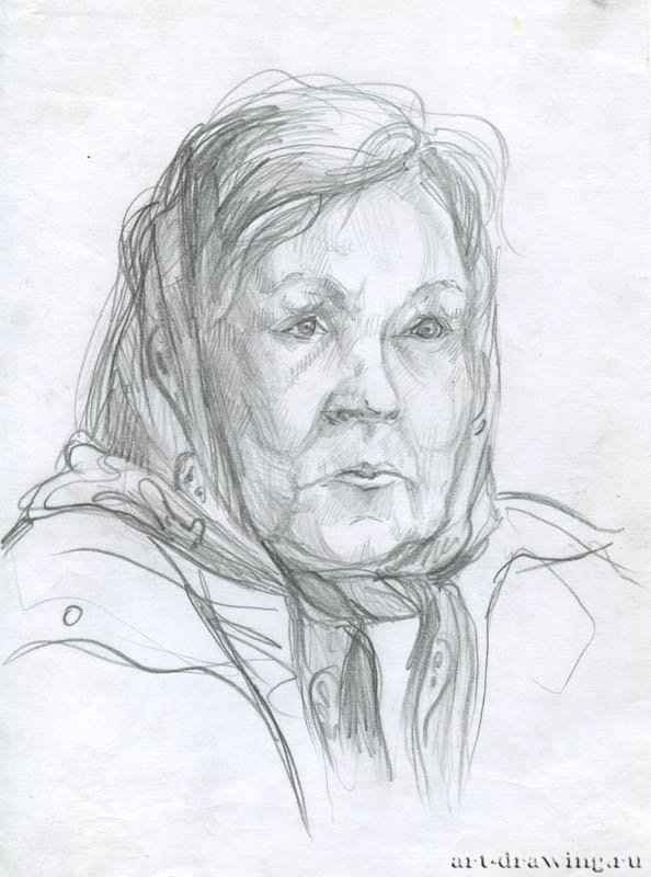 Портрет женщины, 2008 г. - Карандаш, бумага; 14,49 x 19,5 см. Частная коллекция. Москва. Россия.
