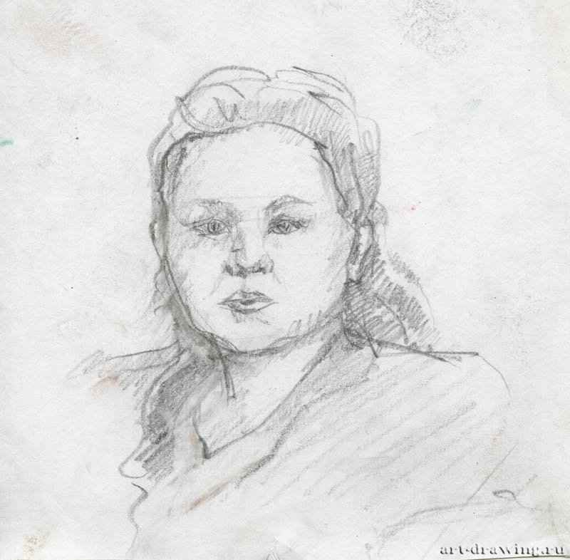 Портрет женщины, 2008 г. - Карандаш, бумага; 14,58 x 14,33 см. Частная коллекция. Москва. Россия.