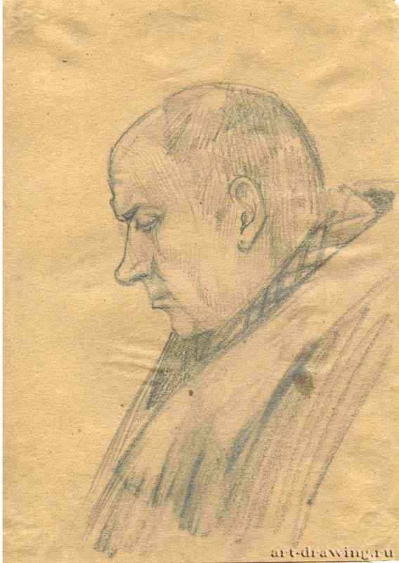 Портрет мужсчины, 2008 г. - Карандаш, хелтая бумага; 17,38 x 24,5 см. Частная коллекция. Москва. Россия. «Серия работ в московском метрополитене»