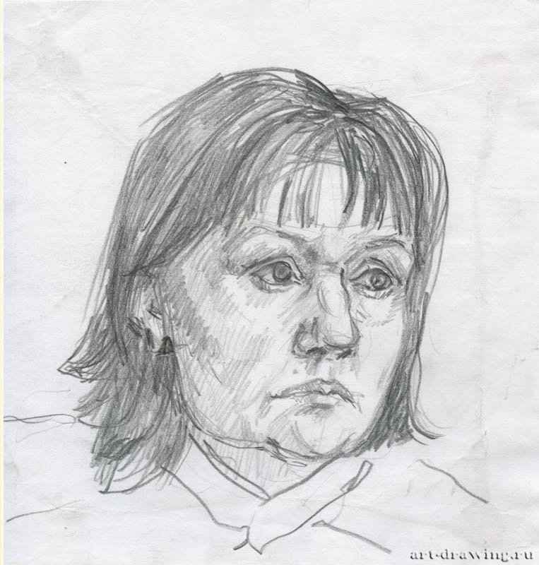 Портрет женщины, 2008 г. - Карандаш, бумага; 17,25 x 18,1 см. Частная коллекция. Москва. Россия.