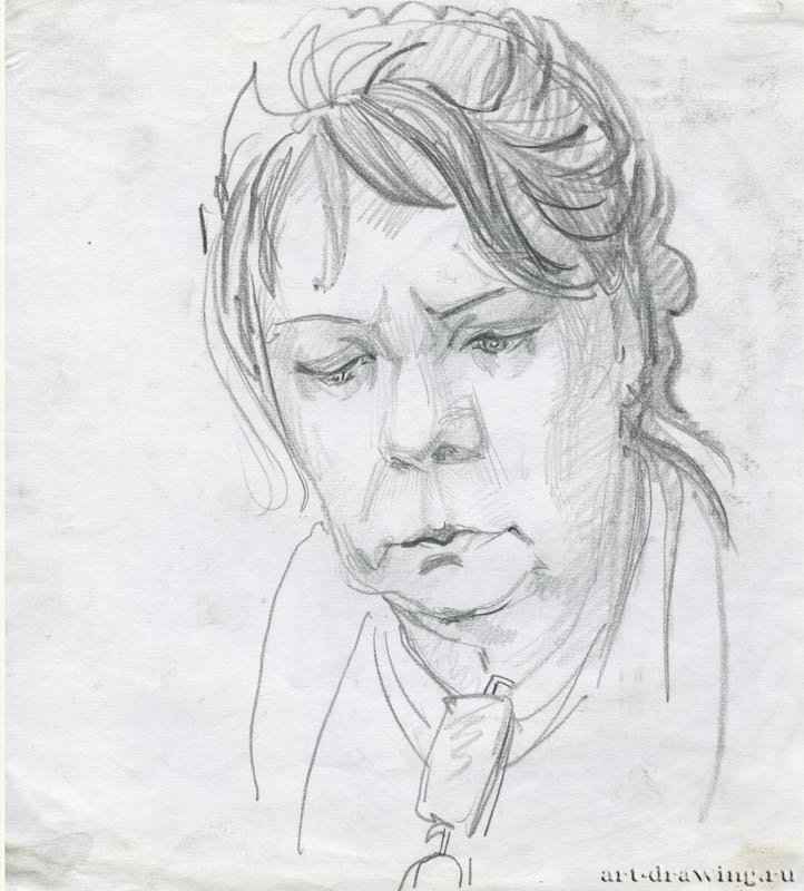 Портрет женщины, 2008 г. - Карандаш, бумага; 18,83 x 20,86 см. Частная коллекция. Москва. Россия.
