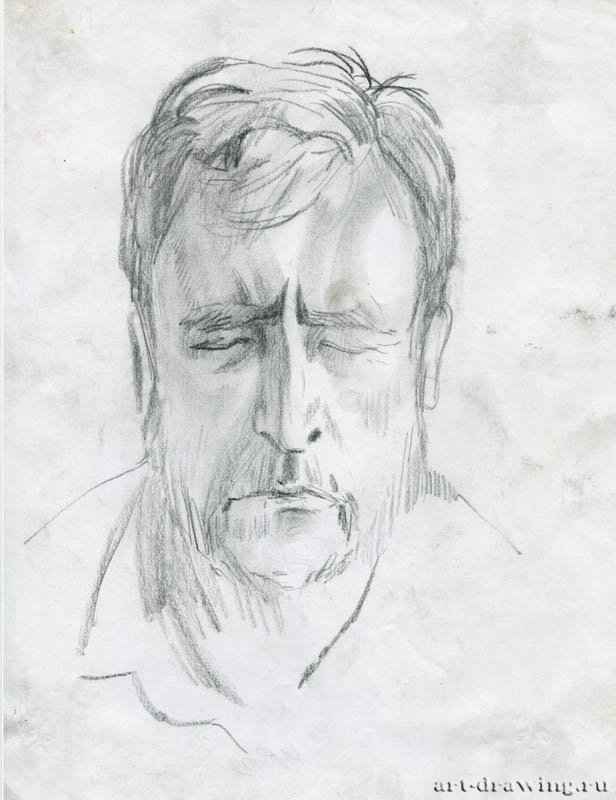 Портрет мужсчины, 2008 г. - Карандаш, бумага; 19,97 x 25,95 см. Частная коллекция. Москва. Россия. «Серия работ в московском метрополитене»