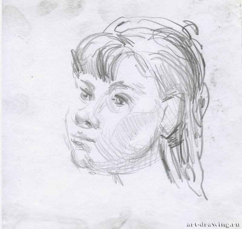 Портрет женщины, 2009 г. - Карандаш, бумага; 15,76 x 14,86 см. Частная коллекция. Москва. Россия.