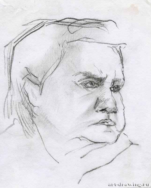 Портрет женщины, 2009 г. - Карандаш, бумага; 12,79 x 15,87 см. Частная коллекция. Москва. Россия.