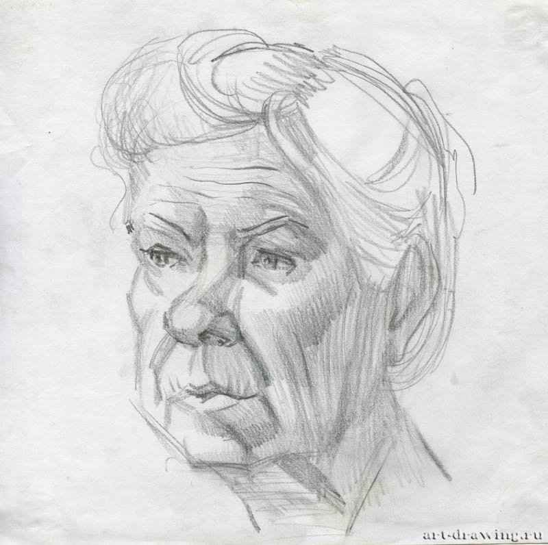 Портрет женщины, 2009 г. - Карандаш, бумага; 20,89 x 20,77 см. Частная коллекция. Москва. Россия.