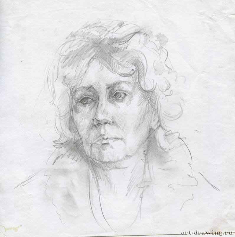 Портрет женщины, 2009 г. - Карандаш, бумага; 20,32 x 20,42 см. Частная коллекция. Москва. Россия.