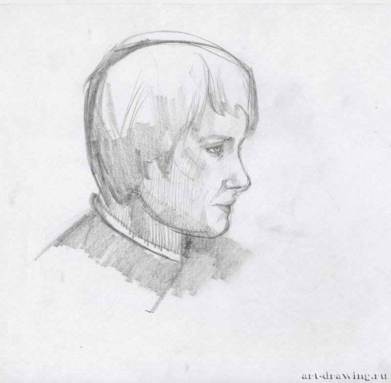 Портрет девушки, 2010 г. - Карандаш, бумага; 21,48 x 21,06 см. Частная коллекция. Москва. Россия.