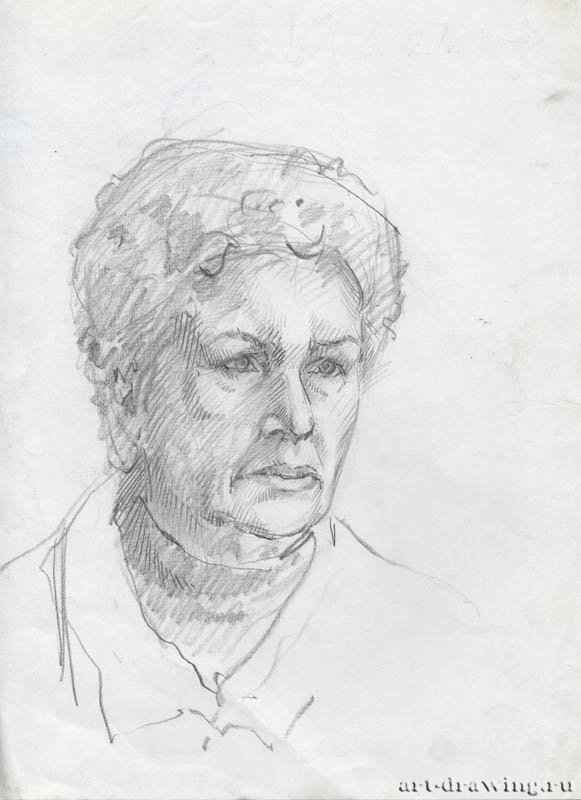 Портрет женщины, 2010 г. - Карандаш, бумага; 20,62 x 28,4 см. Частная коллекция. Москва. Россия.