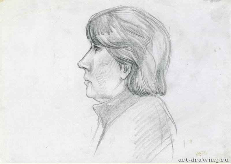 Портрет женщины, 2010 г. - Карандаш, бумага; 29,06 x 20,62 см. Частная коллекция. Москва. Россия. «Серия работ в московском метрополитене»