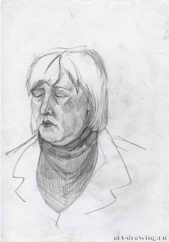 Портрет женщины, 2010 г. - Карандаш, бумага; 20,36 x 29,15 см. Частная коллекция. Москва. Россия. «Серия работ в московском метрополитене»