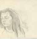 Портрет девушки, 2010 г. - Карандаш, хелтая бумага; 29,32 x 20,62 см. Частная коллекция. Москва. Россия.