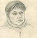 Портрет женщины, 2012 г. - Карандаш, хелтая бумага; 17,95 x 24,28 см. Частная коллекция. Москва. Россия.